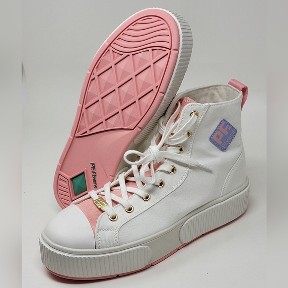 PF Flyers Womens Allston Hi Top Platform Canvas Sneakers Size 8.5 New - Picture 1 of 11